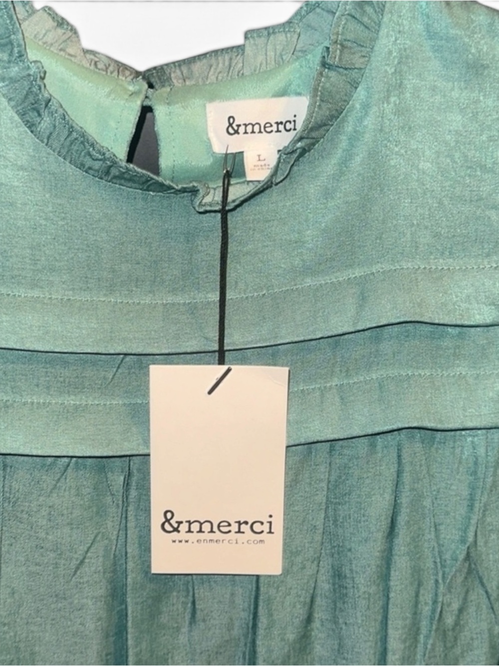 &merci Lg NWT Elegant Teal Women's Blouse - Picture 3 of 5
